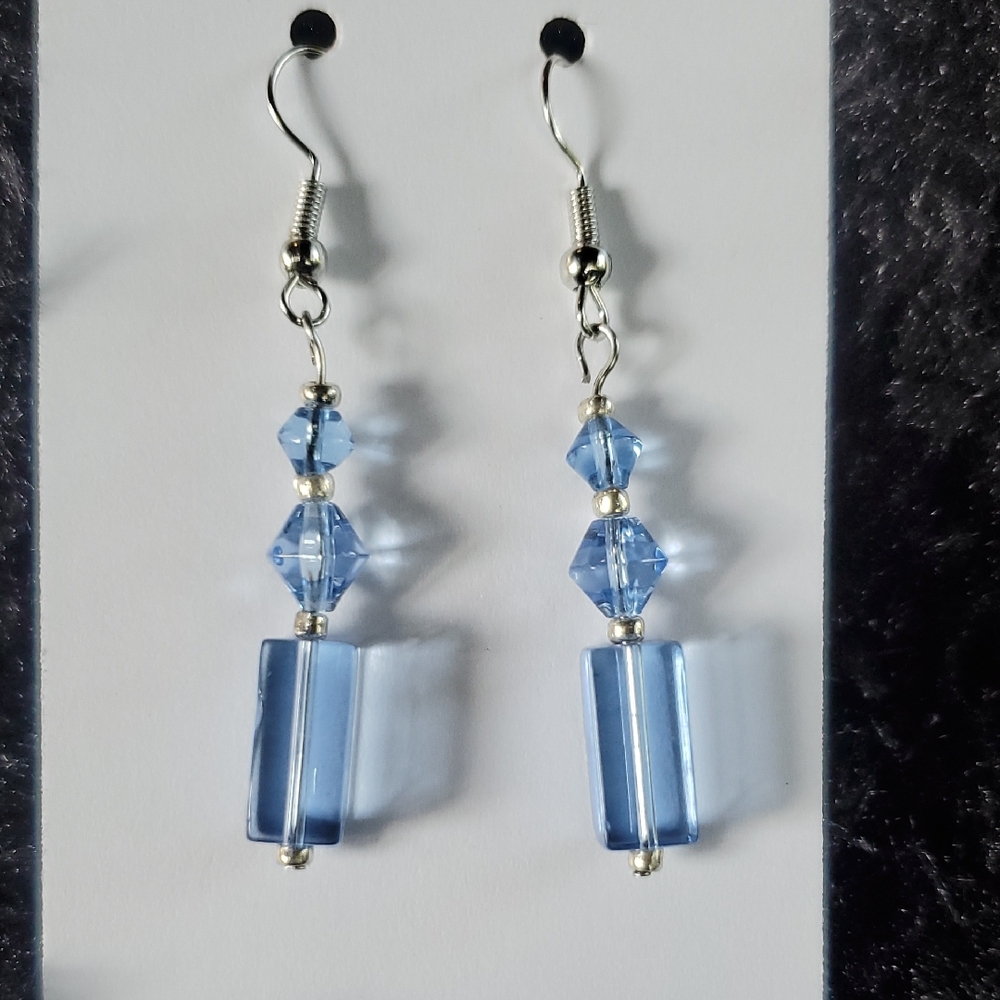 Elegant Blue Crystal Dangle Earrings